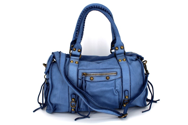 Leather Bag Women Handbag Leather Soft Cow Leather Italian Leather Bag Blue