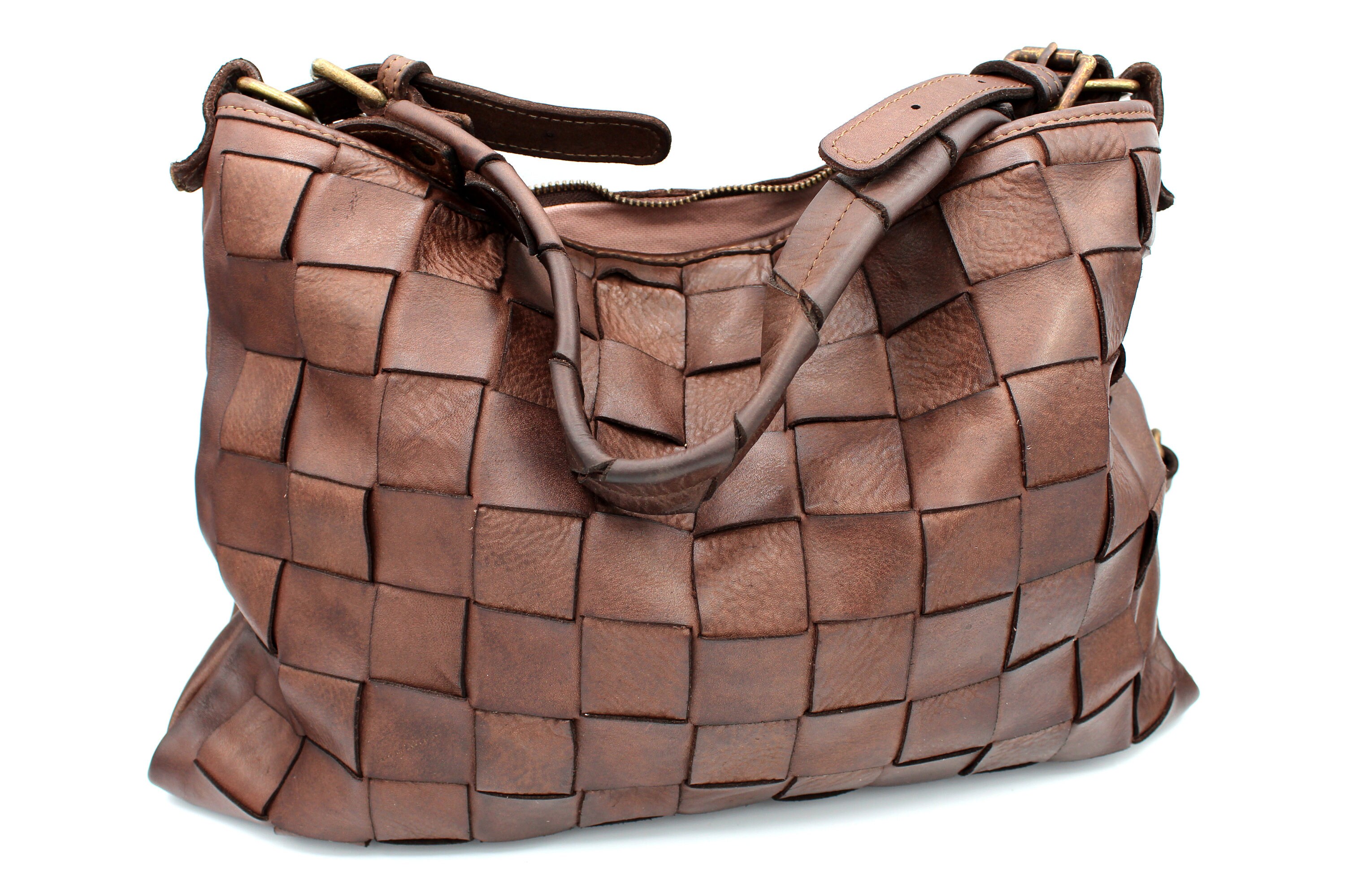 Leather bag Woven Leather Crossbody Flat Leather Bag Sling Etsy