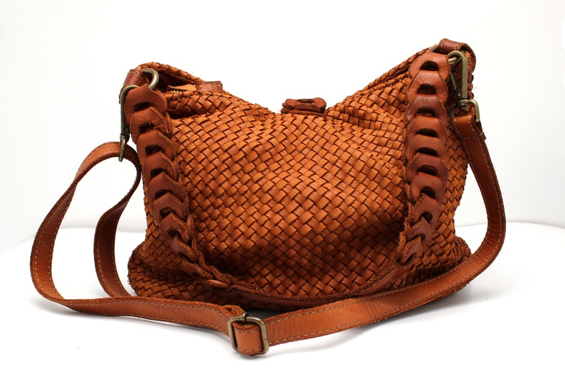 Woven Leather Bag Leather Handbag Italy Etsy