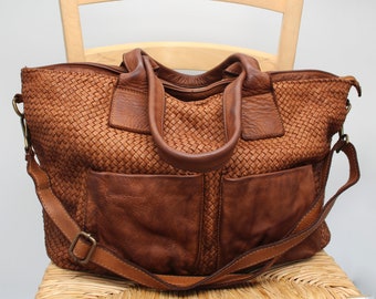 Leather Bag Soft Leather Woven Handbag Asti Large Hobo Bag