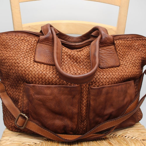Handbag in Woven Leather Soft Leather Bag Best Seller Leather Etsy