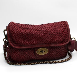 Leather Handbag Italy Leather Bag Woven Soft Leather Cross-body Bag Small Purse Soft Totes Bag image 10