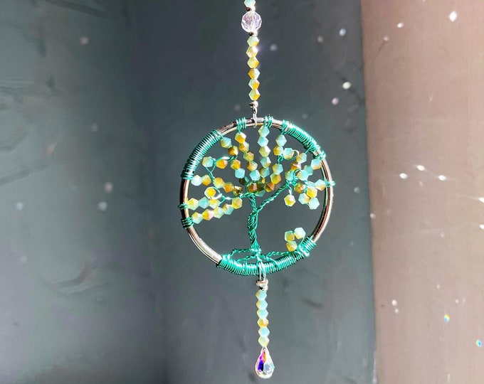 H&D HYALINE & DORA Rainbow Maker Crystal Tree Of Life Suncatcher