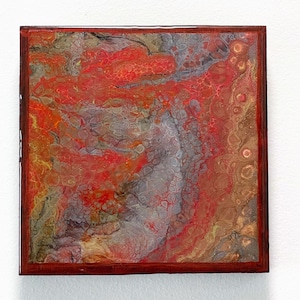 Dragon Fluid Art Painting, Abstract Painting, Acrylic Pour Painting, Original Acrylic Pour Painting, Original Wall Art, Abstract Art 6x6