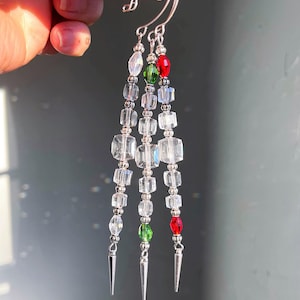 Crystal Beaded Icicle Christmas Ornament, Spiked Handmade Decoration