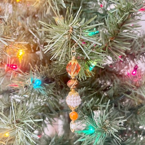 Beaded Icicle Ornament, Wire Wrapped Christmas Decor