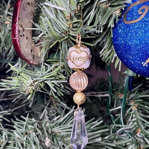 Handmade Beaded Icicle Christmas Ornament, Gold & White