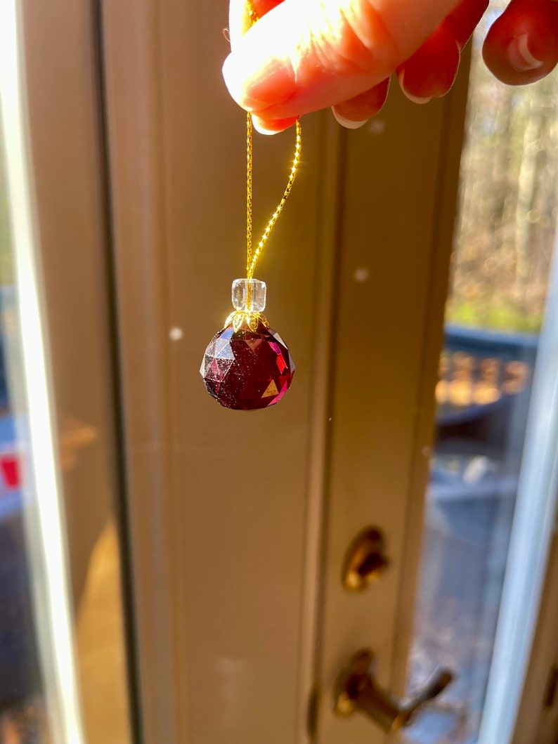 Crystal Ball Ornaments, Ball Ornaments, Crystal Suncatchers, Dark Red Crystal Ball Ornaments