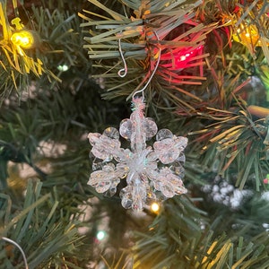Snowflake Christmas Ornament, Mini Beaded Snowflake Ornament, Handmade Christmas Ornament, Mini Snowflake Ornament, Christmas Decorations