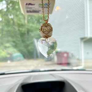 Prism Heart Suncatchers, Heart Suncatcher, Love Heart Suncatcher, Car Accessories, Love Rearview Mirror Charm, Beaded Suncatchers