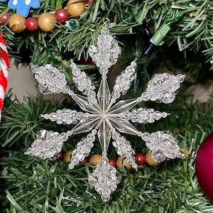 Snowflake Ornament, Beaded Snowflake Ornament, Handmade Christmas Ornament, Christmas Decorations, Large Snowflake Ornament, Home Decor