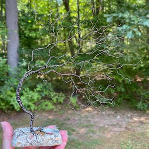 Wire Tree Sculpture, Tree of Life Wire Sculpture, Wire Wrapped Tree Sculpture, Windswept Black Wire Tree Sculpture, Table Top Art, Wire Art