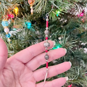 Red Beaded Icicle Christmas Ornament