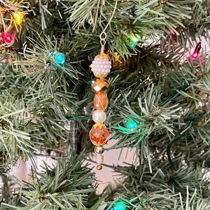 Handmade Beaded Icicle Christmas Ornament, Wire Wrapped