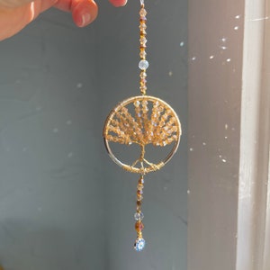 Tree of Life Evil Eye Beaded Sun Catcher, Beaded Tree of Life Sun Catcher, Rear View Mirror Accessories, Wall Decoration, Car Accessories