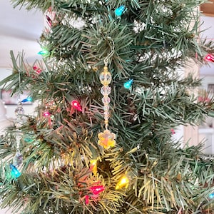 Crystal Snowflake Icicle Ornament, Beaded Christmas Decoration