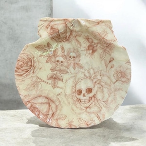 Scallop Shell Trinket Dish, Skull Flowers Decoupage, Halloween Decorations