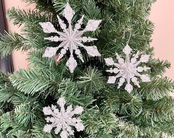 Clear Beaded Snowflake Ornament: Handmade Christmas Decoration
