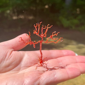 Wire Tree Sculpture, Wire Sculpture, Orange Wire Wrapped Tree Sculpture, Mini Tree Sculpture, Table Top Art, Wire Art, Table Top Sculpture