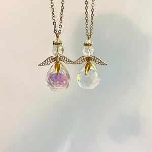 Angel Crystal Suncatchers, Rear View Mirror Charm, Car Accessories, Gold Guardian Angel Rearview Mirror Charms, Angel Window Decoration