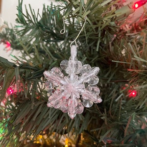 Snowflake Christmas Ornament, Mini Beaded Snowflake Ornament, Handmade Christmas Ornament, Mini Snowflake Ornament, Christmas Decorations