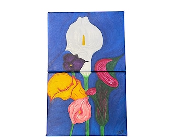 Calla Lily Original Acrylic Painting, Colorful Floral Art
