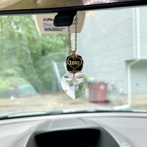 Prism Heart Suncatchers, Heart Suncatcher, Love Heart Suncatcher, Car Accessories, Love Rearview Mirror Charm, Beaded Suncatchers