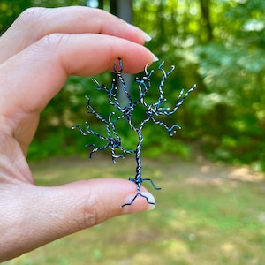 Wire Tree Sculpture, Wire Sculpture, Blue Wire Wrapped Tree Sculpture, Mini Tree Sculpture, Table Top Art, Wire Art, Table Top Sculpture