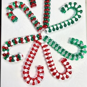 Beaded Candy Cane Ornaments, Christmas Tree Ornaments, Christmas Ornaments, Mini Candy Cane Ornaments, Christmas Decorations