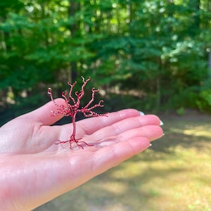 Wire Tree Sculpture, Wire Sculpture, Red Wire Wrapped Tree Sculpture, Mini Tree Sculpture, Table Top Art, Wire Art, Table Top Sculpture