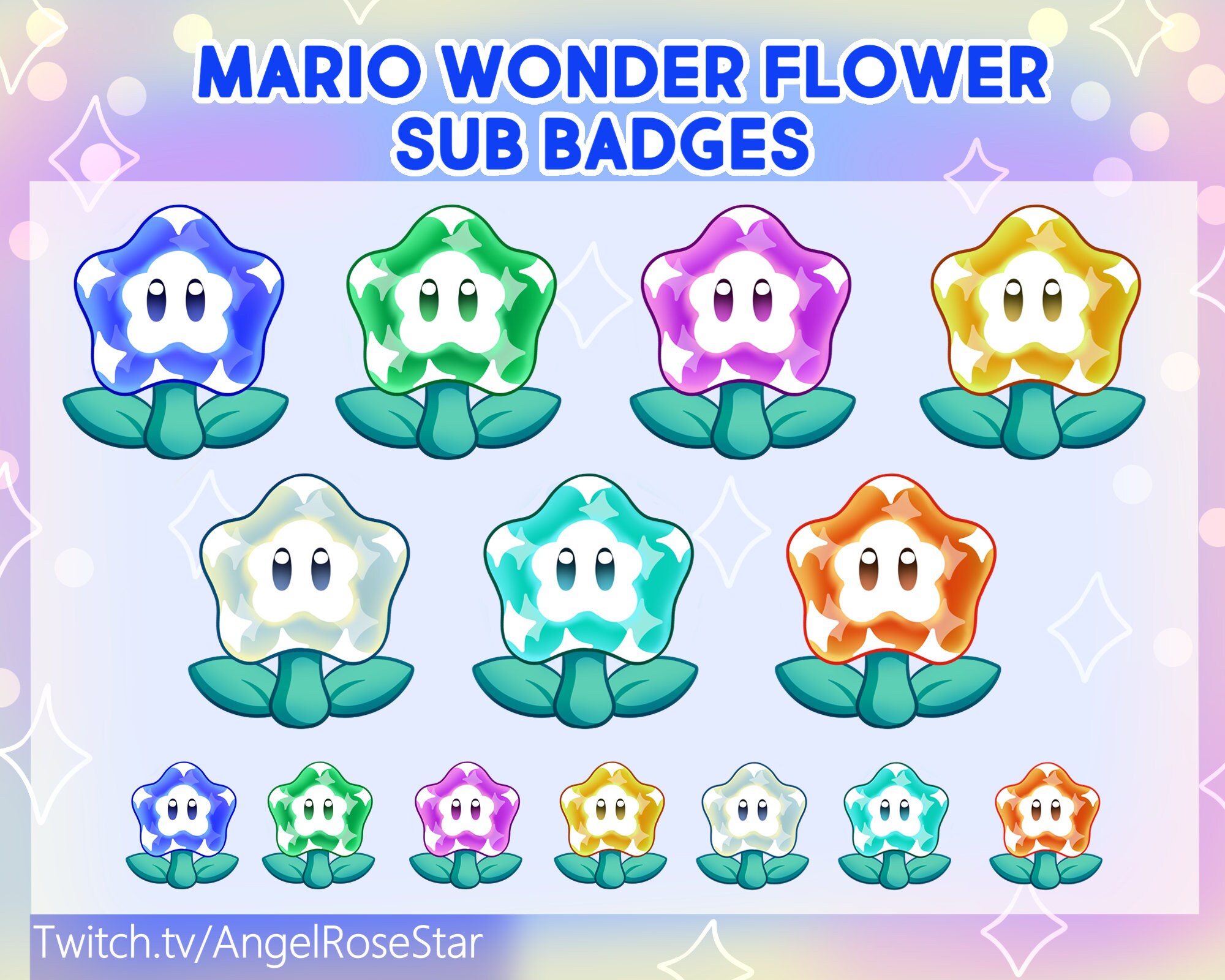 MARIO WONDER FLOWER Sub Badges 7 All Sizes Included Etsy