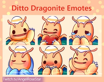 Ditto Dragonite Emote pack: 6 twitch/youtube/discord emote expressions
