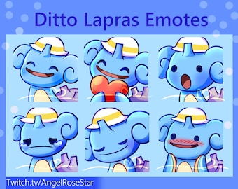 Ditto Lapras Emote Pack: 6 twitch/youtube/discord emote expressions