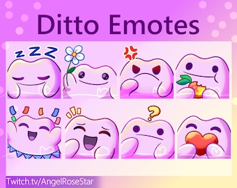 Ditto Emote Pack: 8 Twitch/Youtube/Discord Expressions