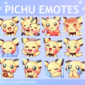 PICHU EMOTES (12)| Twitch , Discord. youtube | Cute Pichu Emoji Emote Bundle