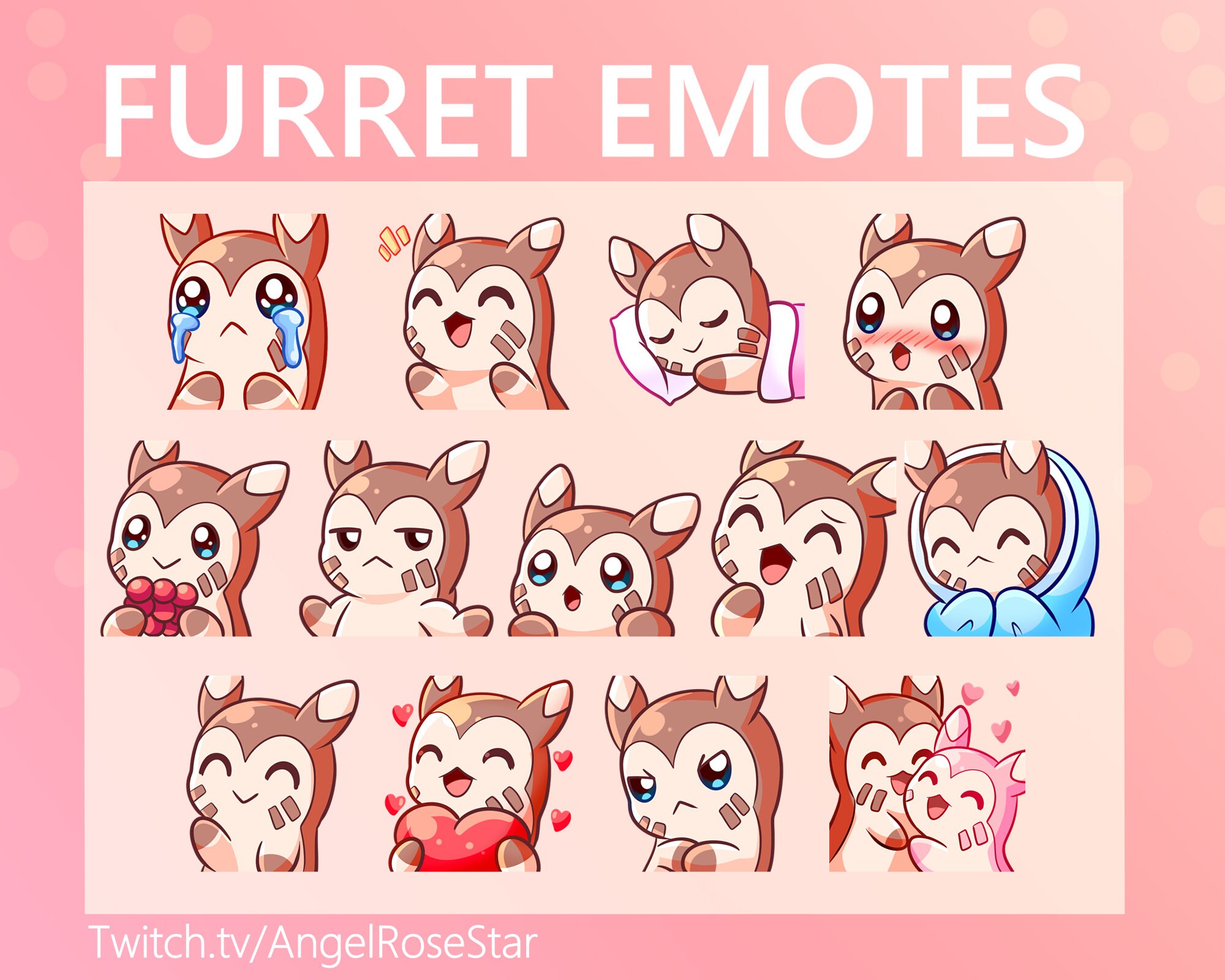 FURRET EMOTES 13 Twitch Discord. Youtube Cute Furret Etsy