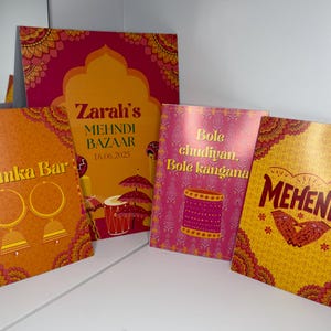 Insegna del bazar Mendhi / jhumka bar / insegna mendhi / cartello di benvenuto / dholki / matrimonio / haldi