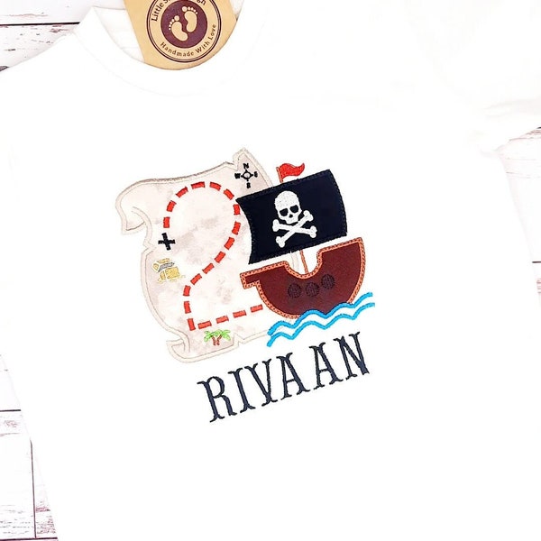 Piratenschiff Geburtstagsshirt/ Jungs Outfit Pirat/ Shirt Personalisierbar mit Zahl und Name/ Shirt Kurzarm oder Langarm