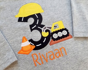 Excavator birthday shirt children / mini builder / construction worker T-shirt / personalizable with number and name / birthday boy shirt