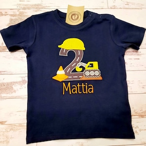 Bagger Geburtstsgasshirt Kinder / Mini Bauherr / Bauarbeiter T-shirt / Personalisierbar mit Zahl und Name / Geburtstag Junge Shirt Bild 5