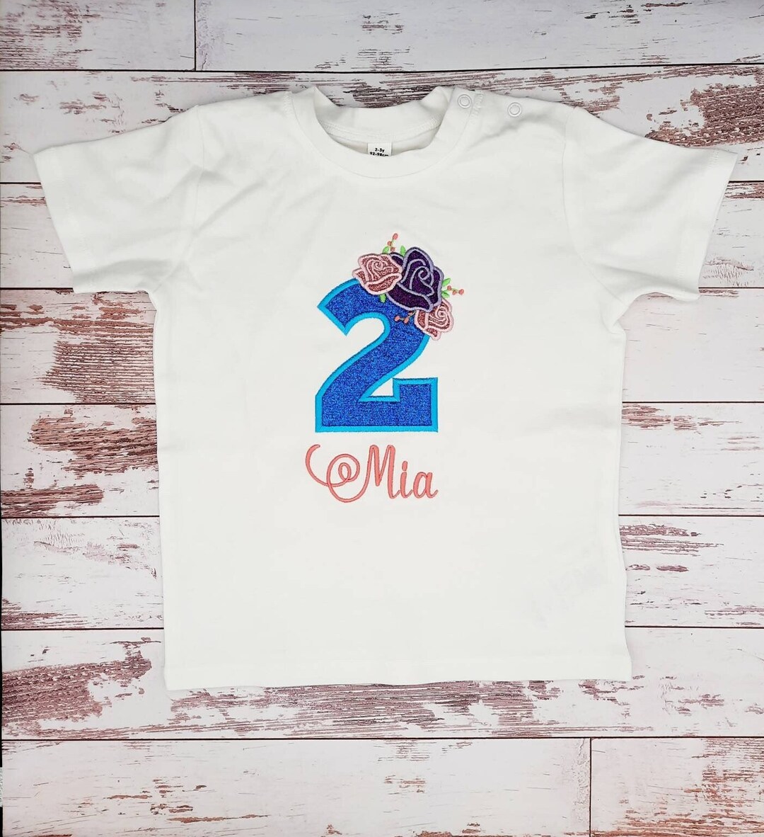 Geburtstagsshirt für Mädchen/Tshirt mit Zahl 19 und Name/ Zahl mit Blumen Motiv/ Kinder
