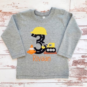 Bagger Geburtstsgasshirt Kinder / Mini Bauherr / Bauarbeiter T-shirt / Personalisierbar mit Zahl und Name / Geburtstag Junge Shirt Bild 7