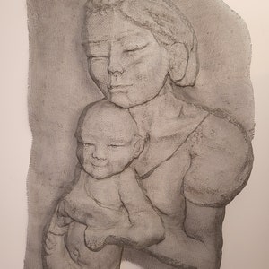 Statues Sculpture, 3D Wire Mom with Baby Sculpture Wire Art, Artistic Iron Mesh Wall Art, Symbolic Tribute to Motherhood, Metal Statue