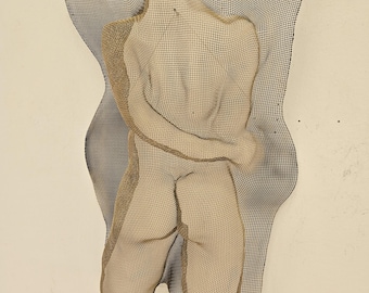 Woman Body iron mesh Sculpture,  Gold womale Torso sculpture, women sculpture ,  Gold woman,Wall art