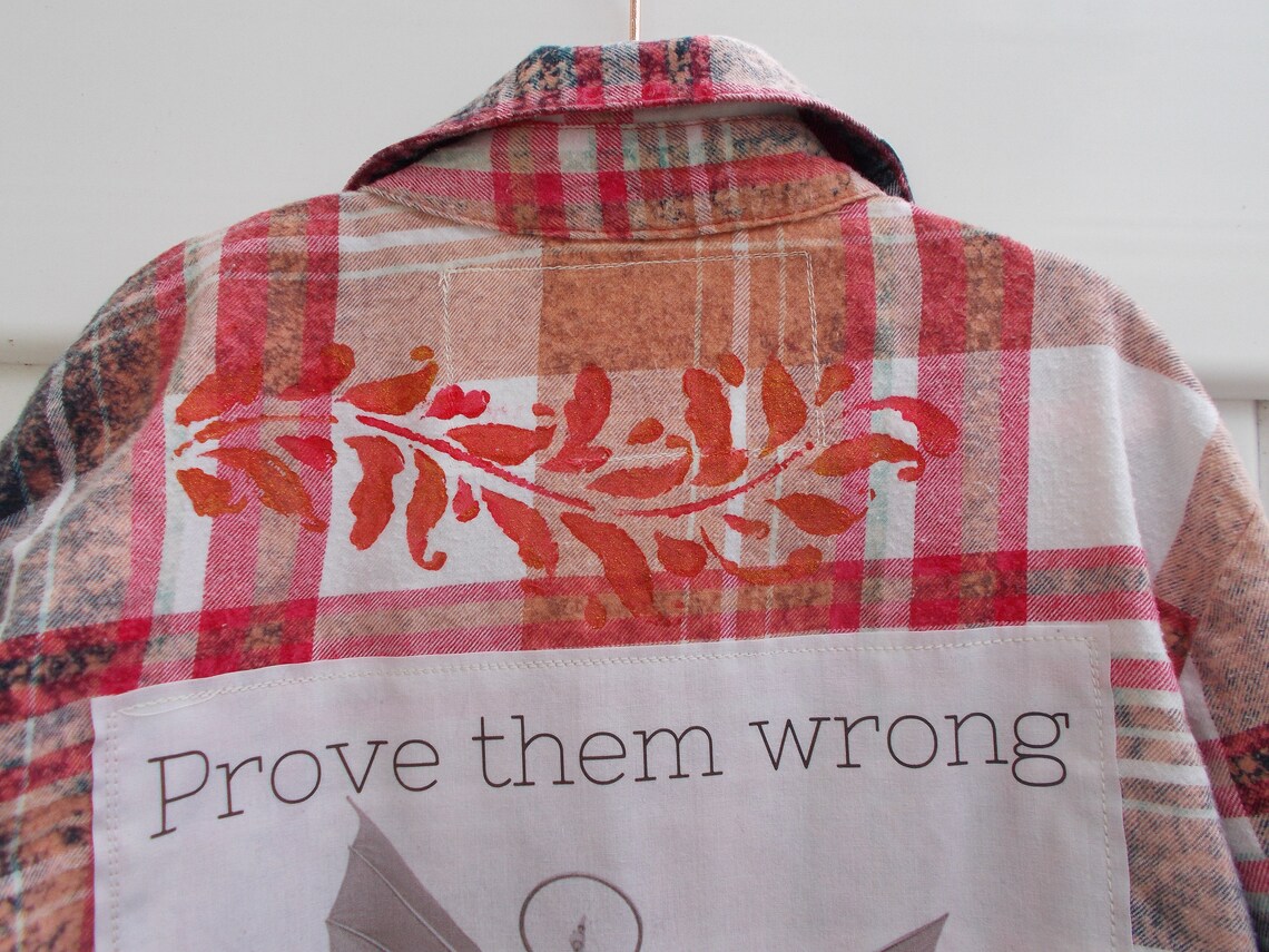 Kids Distressed Flannel Shirt With Back Patch Quote Acid Washed