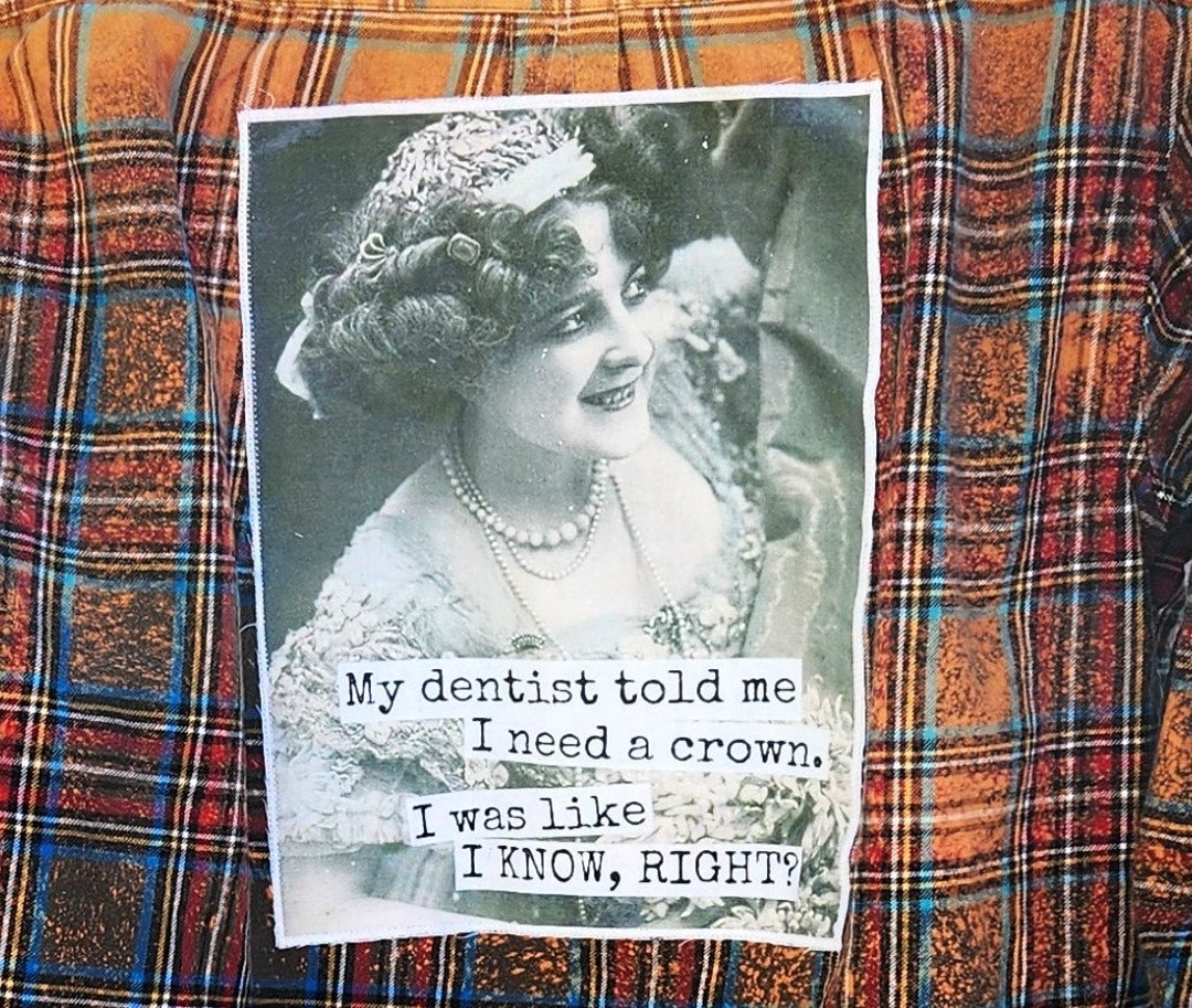 Distressed Flannel Shirt With Back Patch Quote Acid Washed Etsy