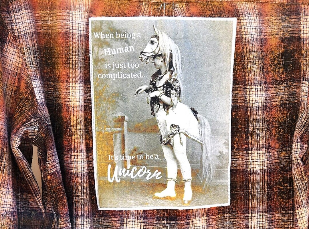 Distressed Flannel Shirt With Back Patch Quote Salt Washed Etsy