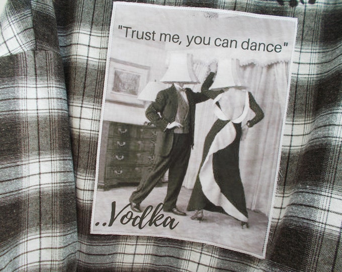 Distressed Flannel Shirt With Back Patch Quote Acid Washed Etsy