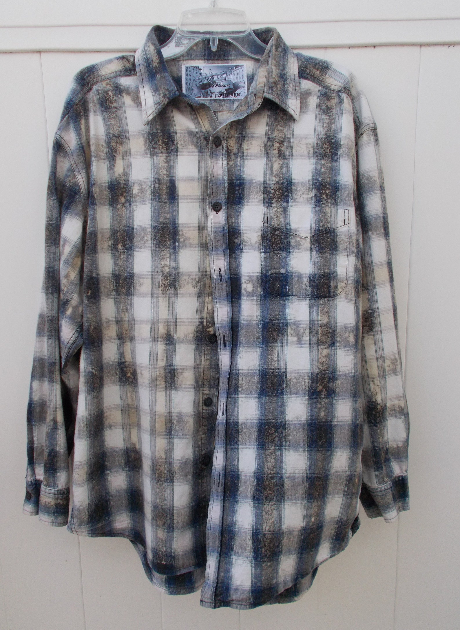Distressed flannel shirt with back patch quote salt washed Etsy
