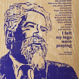 Abraham Joshua Heschel - Original Woodblock Print